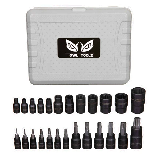 Owl Tools Torx Bit Socket Set (25 Piece Set - Torx and External Socket Set) 1/4