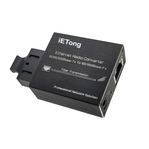 IETong Mini Gigabit Fiber Media Converter RJ45,10/100/1000Base-Tx to 100/1000Base-Fx Dual SC Fiber Single-Mode, Built-in Fiber Module Up to 20km