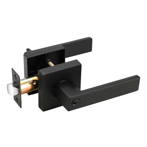 Probrico Entry Door Levers Matte Black with Keys, Heavy Duty Hardware for Exterior Front and Back Door,Lockable, Keyed Entrance Lock,Universal Handling,Transitional Style, 1 Pack