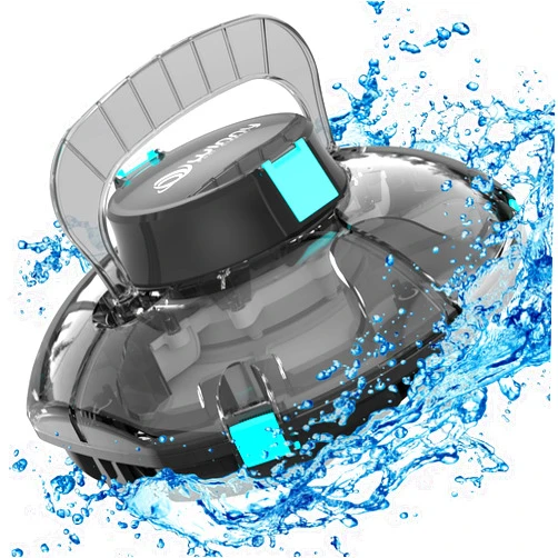 WINNY POOL CLEANER Cordless Robotic Pool Vacuum Cleaner - Powerful Suction & Transparent Design for Effortless Cleaning of Above Ground Pools up to 645 Sq. Ft