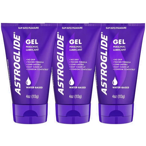 Astroglide Water Based Lube (4oz), Gel Personal Lubricant, Stays Put with No Drip (Pack of 3)