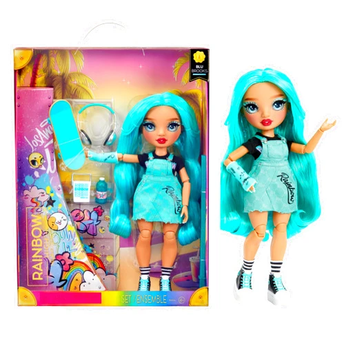 Rainbow High Blu - Blue Fashion Doll in Fashionable Outfit, Wearing a Cast & 10+ Colorful Play Accessories. Gift for Kids 4-12 Years and Collectors