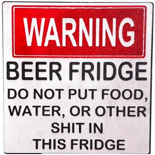 TypoGrove Warning Beer Fridge Magnet, Funny Warning Sign Beer Stickers, Magnet Stickers, DO NOT Put Food, Water, OR Other Shit in This Fridge Refrigerator Magnets Kitchen Accessories for Home Bar Decorations
