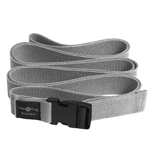 Hugger Mugger Quick-Release 10 ft. Yoga Strap - Gray - Super Strong Cotton, Easy to Attach and Release, Easily Adjustable