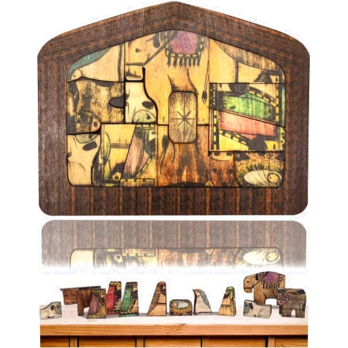 Tendiren Nativity Puzzle, Wooden Jesus Puzzle Statue, Wood Burned Design, Nativity Set, Home Educational Wooden Puzzles Birthday Gifts, Sculpture Decor for Kids and Adults, Nativity Sets for Christmas Indoor