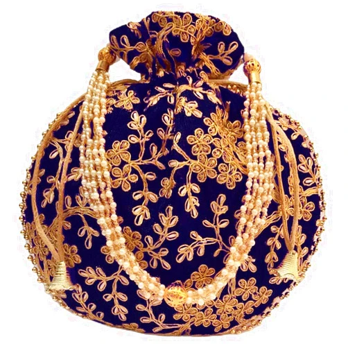 IGH Ethnic Potli Bag Ladies Handbag Purse for Bridal Batwa Pearls Handle Purse Clutch Purse for Women
