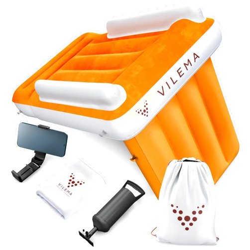 Vilema Inflatable Toddler Airplane Bed - Inflatable Airplane Bed for Kids - Blow up Airplane Bed for Toddler - Airplane Toddler Bed Inflatable Travel - Kids Airplane Bed with Blanket and Phone Holder