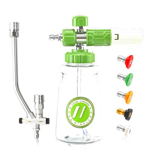 M MINGLE Foam Cannon for Pressure Washer with Dual-Connector Tool - Dual Lance Pressure Washer Wand for Adjustable Soap Cannon - M22 and 1/4
