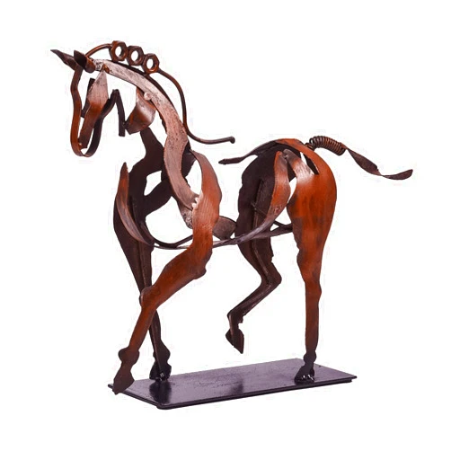 SunBlogs Art Handmade Horse Statue - Unique Rustic Decor for Office & Home - Hand-Painted Metal Sculpture - Perfect Handicraft Gift for Horse Lovers (Brown)