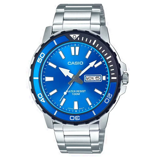 Casio Men Analog Quartz Watch MTD125D-2A1V, Grey-Navy, standart, Bracelet