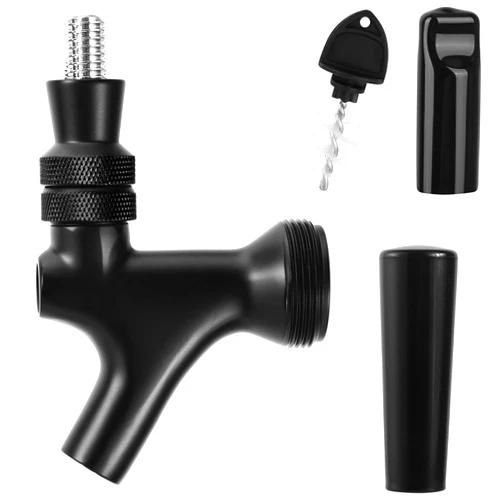 MRbrew Black Beer Faucet, Stainless Steel Core Commercial Kegerator Draft Beer Faucet for Dispenser with Beer Tap Handle & Plug, No Leaks Beer Keg Tap fit Home Bar Homebrew Beer Tower