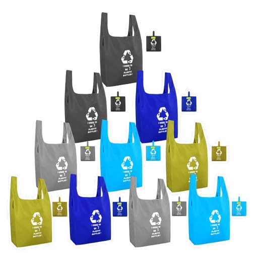 BeeGreen 10 Pack Reusable Shopping Bags - 50LB Grocery Totes with Zipper Pouch - Polyester Material for Easy Cleaning - Foldable and Lightweight for Shopping, Camping, Travel and More