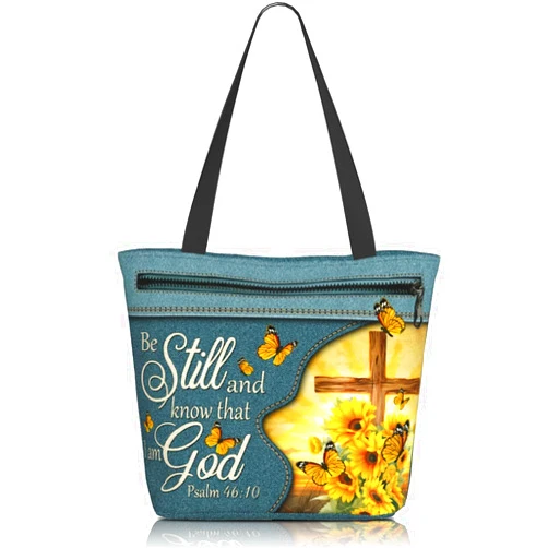 Yirasnezy Christian Gifts Reusable Shopping Tote Bag Zippered Inspirational Tote Bags for Women Bible Verse Shoulder Bag