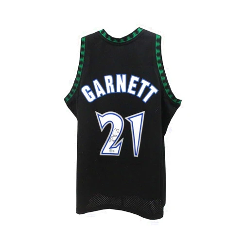 Beckett Kevin Garnett Autographed Minnesota Timberwolves Black Mitchell & Ness L Basketball Jersey - BAS
