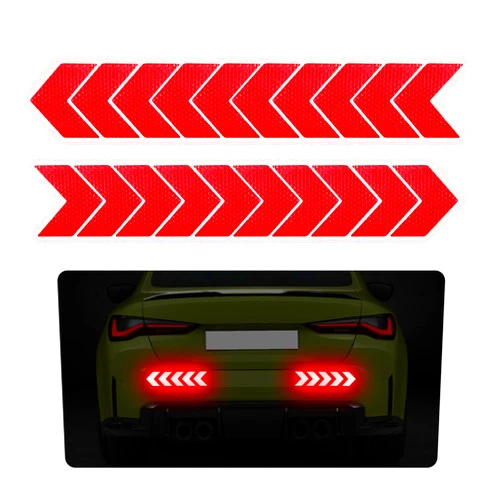 Sylvil 20 PCS Car Arrow Reflective Stickers, Waterproof Safety Warning Sign Reflective Decal, High Night Visibility Reflector Tape for Auto Trunk Rear Bumper Body, Car Accessories (Red)
