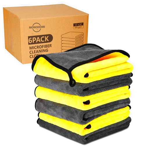 Monohomi Microfiber Towels for Cars, 6Pack Soft and Absorbent Car Drying Towel, 24