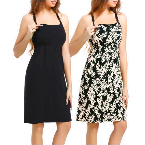 SUIEK Maternity Nursing Nightgown Breastfeeding Dresses Tank Tops Labor Delivery Sleepwear