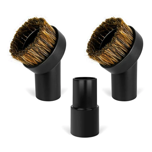 Chaseroad 3PCS Horse Hair Brush Vacuum Attachment Set - Black Round Horse Hair Vacuum Attachments & Brushes - Shop Vac Brush Attachment for Most Vacuum Cleaners Accessories - 1 1/4