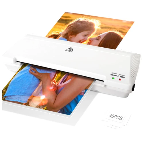Zyerch Laminator 9 Inch A4 Laminator Machine, Desktop Thermal Laminator Never Jam with 45 Laminating Pouches, Fast Warm-Up Home Office School Use, White