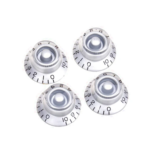 Musiclily Pro Left Handed Imperial Inch Size Guitar Bell Top Hat Knobs for USA Made Les Paul Style, Silver (Set of 4)