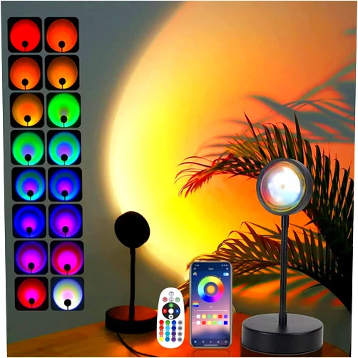 JIMEI Sunset Lamp Projector Led Lights for Bedroom Night Light RGB Lights Sun Sunlight Sunrise Lamp 10w 360° Rotation Mood Lighting Home/Room Decor Christmas Gifts for Women