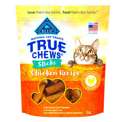 Blue Buffalo True Chews Sticks Natural Cat Treats, Chicken Recipe, Meaty & Savory Treats Made in The USA, 3-oz Bag