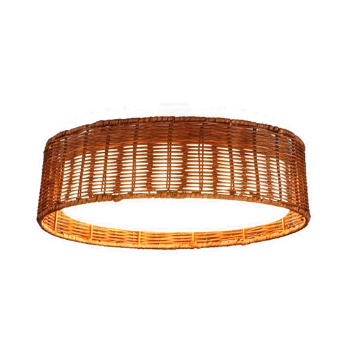 Parrot Uncle Chandeliers Flush Mount Ceiling Lights Rustic Rattan Frame Chandelier Light LED for Bedroom Living Room Dining Room, 16.5 Inch