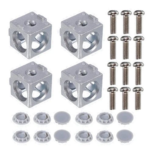 uxcell 4Set 20x20x20mm 3-Way Corner Bracket Cube, Aluminum Alloy Block for 3030 Series Aluminum Extrusion Profile with Screws
