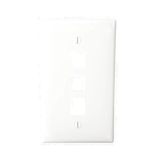 Leviton 41091-3WN QuickPort Midsize Wallplate, Single Gang, 3-Port, White