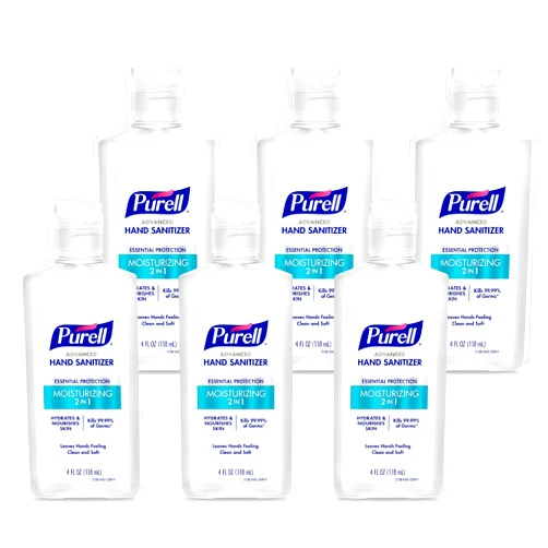 Purell 2in1 Moisturizing Advanced Hand Sanitizer Gel, 4 oz Portable Bottle with Flip-Top Cap (Pack of 6) - 3498-04-EC