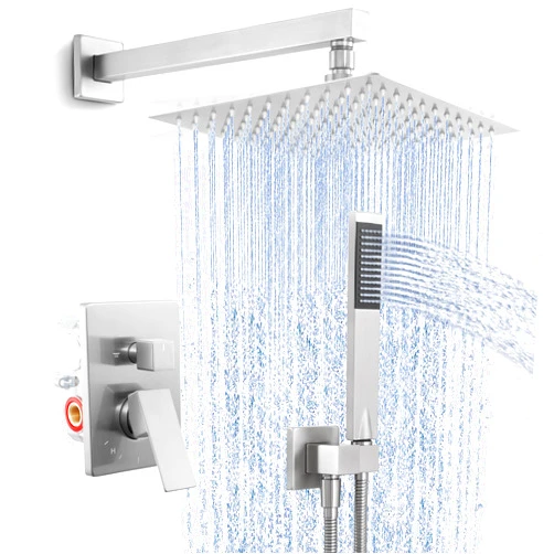 KES Shower Faucet Set, Shower System with 10 Inches Rain Shower Head with Handheld Spray, Pressure Balance Shower Faucets Sets Complete Brushed Nickel (cUPC Certified Valve Included), XB6230F18-BN