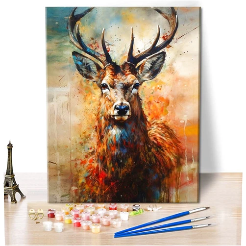 TUMOVO Paint by Numbers for Adults, Deer Adult Paint by Number Kits On Canvas Woodland Animals Paint-by-Number Kits Acrylic Oil Painting for Adults Kids Paint by Number Kit, 16 x20 Inch