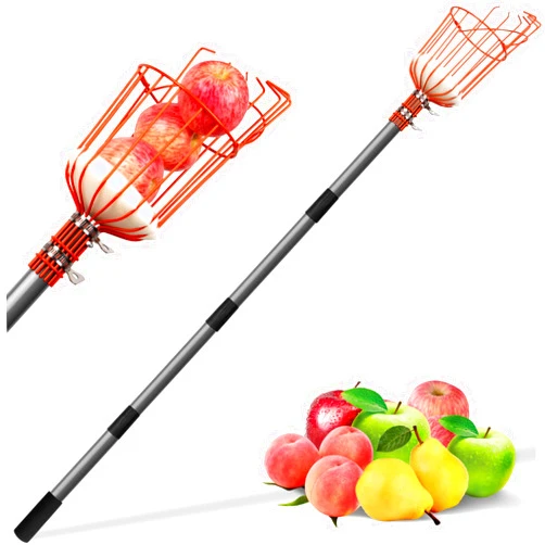 Walensee 13FT Fruit Picker, Adjustable Fruits Picker Tool with Lightweight Stainless Steel Pole and Big Basket, Fruit Catcher Equipment Tree Picker for Apples Mango Pear Orange Avocados Fruit Picking