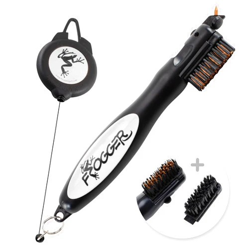 Frogger BrushPro Golf Club Cleaner with Ergonomic Grip and 2.5 ft. Retractable Cord, Sturdy Golf Club Brush and Groove Cleaner for Golfers, Premium Golf Accessory, Replaceable Parts