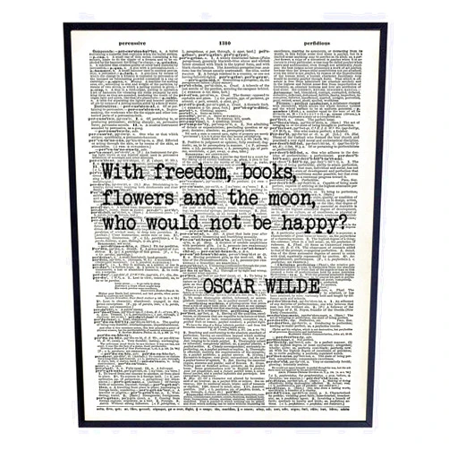 YELLOWBIRD ART & DESIGN Oscar Wilde Inspirational Literary Quote Dictionary Wall Decor - Upcycled Home Art Decoration Sign for Office, Apartment, Bedroom, Bathroom, Living Room - Great Gift - Unique 8x10 Poster Picture