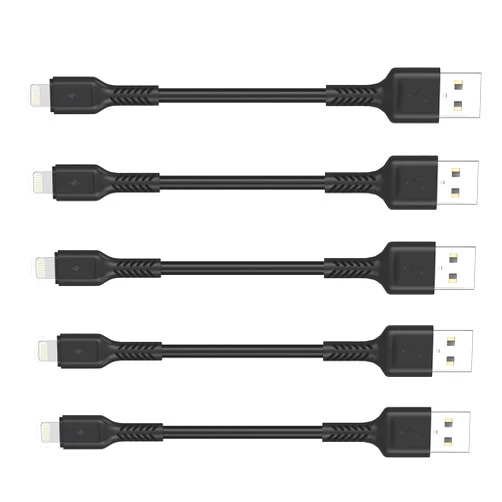 ULIFTUS 4 inch iPhone Charging Cable Short USB to Lightning Cable Small iPhone Charger Cord 5 Pack -Black