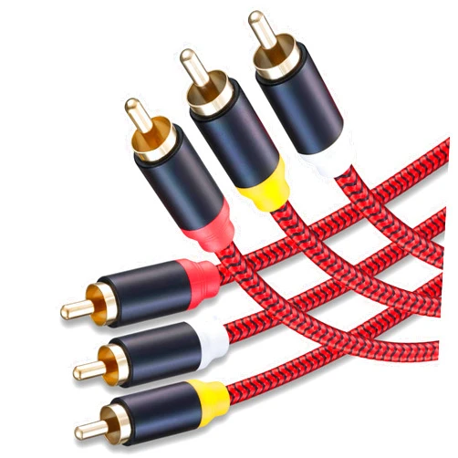 Jelly Tang Audio Video RCA Cable 6Ft,3RCA Male to 3RCA Male 24K Gold Plated Composite AV Cable Compatible with Set-Top Box,Speaker,Amplifier,DVD Player and More(6Ft/2M)