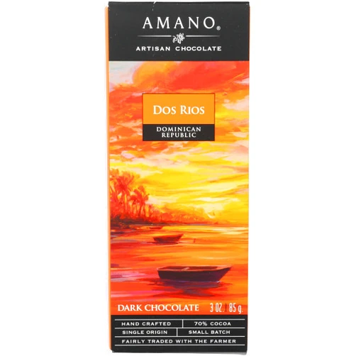 AMANO ARTISAN CHOCOLATE Dos Rios Dark Chocolate Bar 70%, 3 OZ