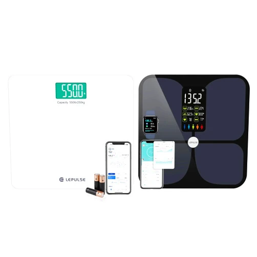 Lepulse Scale for Body Weight, 550 lb Digital Bathroom Smart Scales BMI Weights Scale 13 inch Platform, Lepulse Large Capacity Extra Wide High Accurate Scale