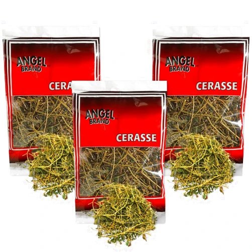 Angel Brand Dried Cerasse Leaves 0.25 0z Pouch Pack of 3 - Organic Melon Bitter Leaf Spice Derived from Melon Plant - Provides Health Benefits - Offers Slightly Bitter & Robust Flavor