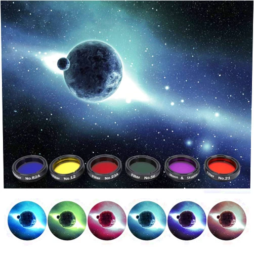 JTLB Filter Telescope Filter 6 pcs.25inch Colorful Telescope Filter kit with Storage Box for telescopes eyepieces