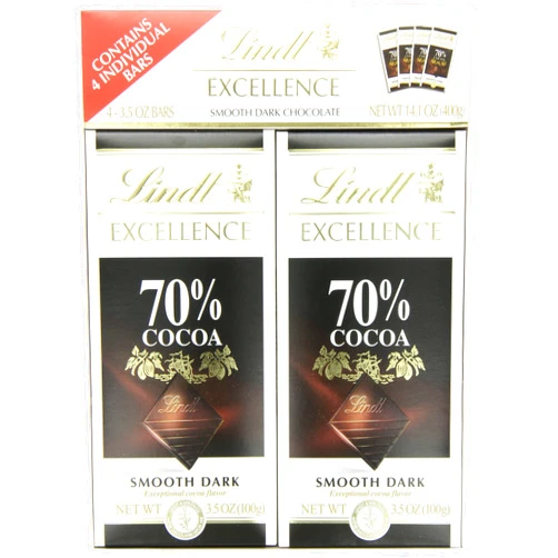 Lindt Excellence A Touch Of Sea Salt & 70% Cocoa Dark Chocolate Bars, 3.5 Ounce - 4 Count (Pack of 1)