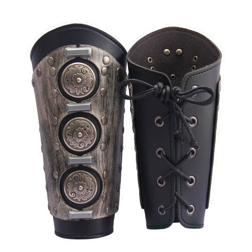 GelConnie Leather Gauntlet Wristband Medieval Bracers Viking Wrist Guards Archery Guards Bracers Wide Arm Armor Cuff for Women Men 2PCS