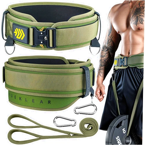M MANUEKLEAR MANUEKLEAR 2-in-1 Weightlifting Belt & Dip Belt with 36.7 IN Rope, Double-Layer Weight Lifting Belts, Powerlifting Gym Weighted Belt for Pull Up Squat