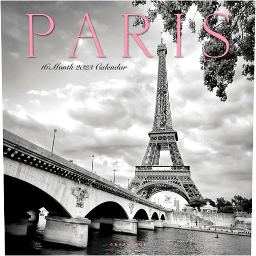 Graphique 2023 Paris Wall Calendar | 12” x 12” | Thick Paper | Home & Office Organizer | Large Monthly Grid | 3 Languages & Marked Holidays | 4 Month Preview Page for 2024
