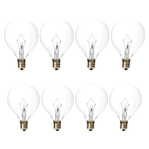 Haraqi 8 Pack 25 Watt G50 Light Bulbs for Full-Size Scentsy Warmers,G16.5 Globe E12 Incandescent Candelabra Base Clear Light Bulbs for Wax Warmer