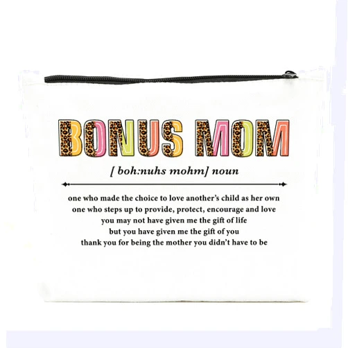 NBIAN Bonus Mom Definition, Bonus Mom Gifts Makeup Bag Cosmetic Bag, Stepmom Gifts from Stepdaughter Stepson, Mothers Day Birthday Wedding Thank You Gifts for Women Her Stepmother Mom Mother