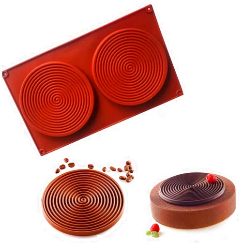 SPARTAN JEWELRY New 2024 2 Holes Spiral Shape Silicone Mold 3D Cake Moulds Mousse For Ice Cream Chocolate Pastry Bakeware Dessert Art Pan Decorating Tool Tray Mold Decoration Kitchen Accessories Creative Gift