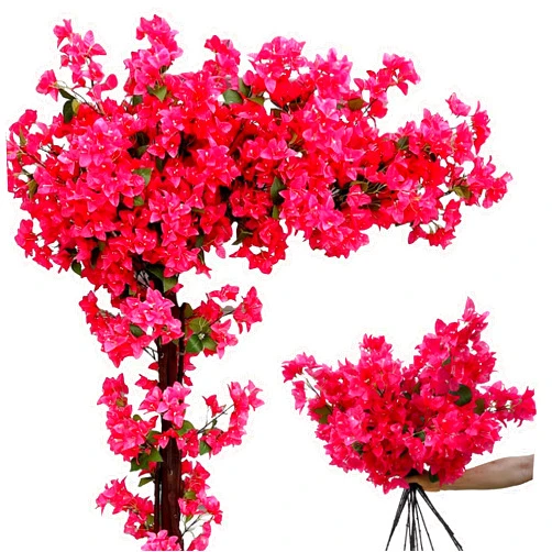Haplous Pack of 16 - Artificial Bougainvillea Flower Stems Silk Bougainvillea Long Branches Full Blossoms for Home Wedding Table Centerpiece Shower Event Backdrop Indoor Outdoor Decorations (Fuchsia)