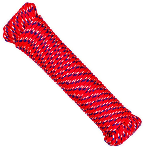 SteadMax 100 ft Poly Rope, Diamond Braided 1/4 inch Rope for Outdoors, Hiking, Camping, Heavy Duty Line, Polypropylene Multi Purpose Utility Cord, Clothesline Rope, Random Color (1 Pack)